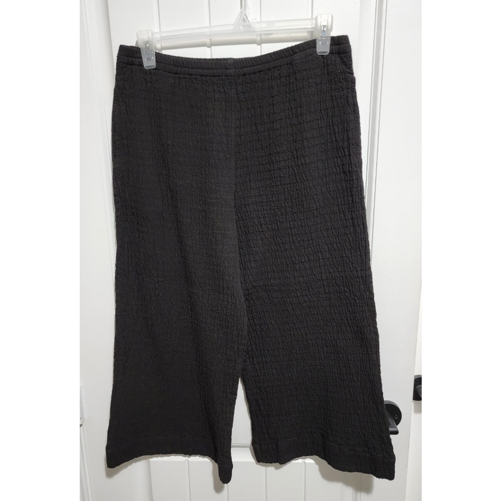 Honest Cotton crinkle gauze wide leg crop palazzo pants black womens large XL
